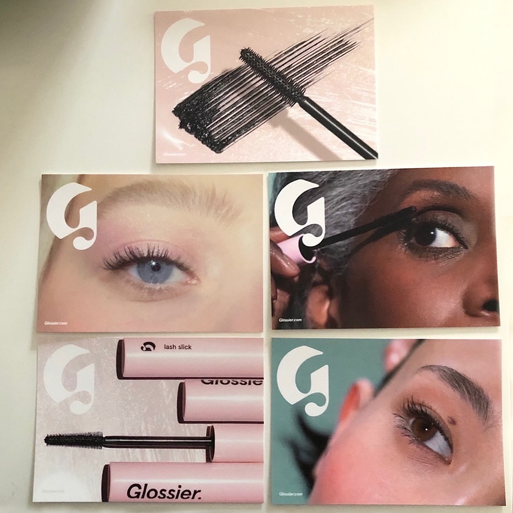 Set of Glossier Lidstar and Lash Slick Postcards